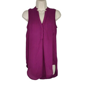 Six Degrees of Separation Top V-neck Sheer Women Size XS Purple Sleeveless
